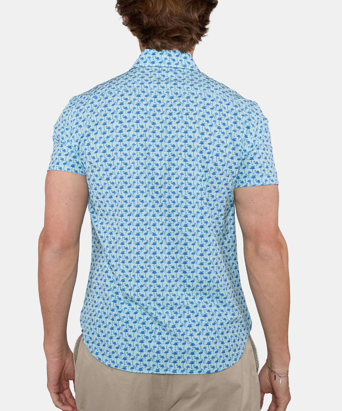 Westport Lifestyle Flamingo Print Performance Stretch Sport Shirt, Men's Big & Tall