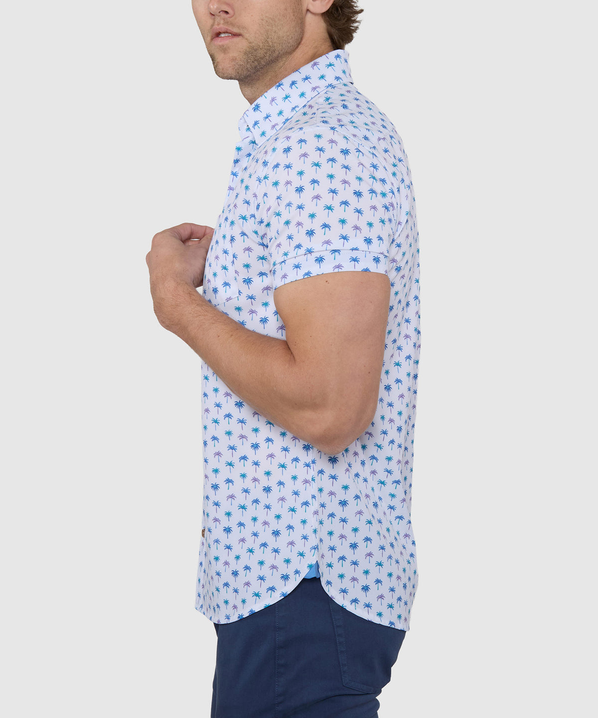 Westport Lifestyle Palm Print Performance Stretch Sport Shirt, Men's Big & Tall