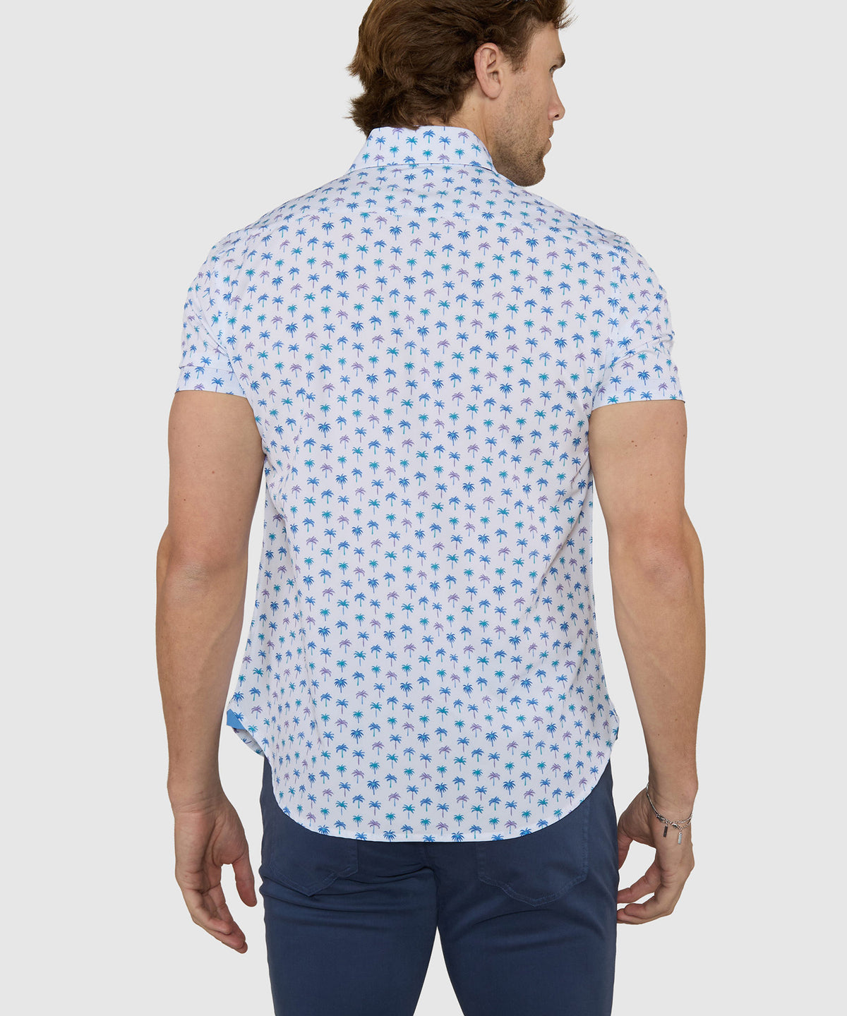 Westport Lifestyle Palm Print Performance Stretch Sport Shirt, Men's Big & Tall