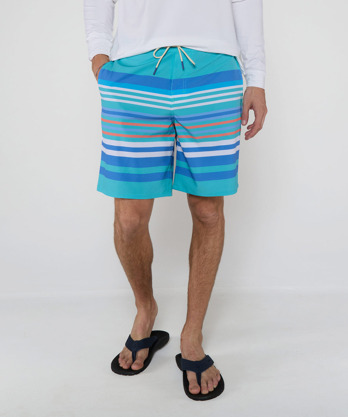 Westport Lifestyle Saybrook Half Elastic Anchor Stripe Board Shorts, Men's Big & Tall
