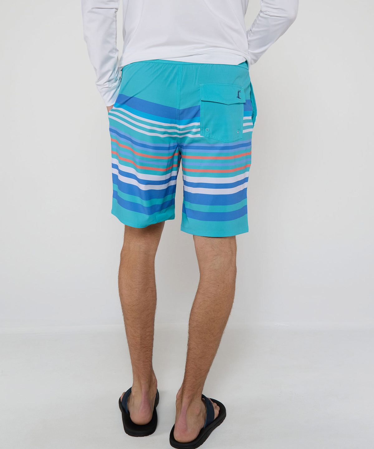 Westport Lifestyle Saybrook Half Elastic Anchor Stripe Board Shorts, Men's Big & Tall
