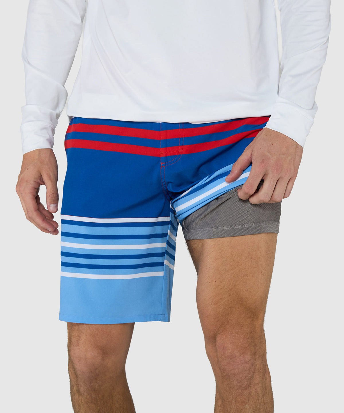 Westport Lifestyle Saybrook Half Elastic Captain Stripe Board Shorts, Men's Big & Tall