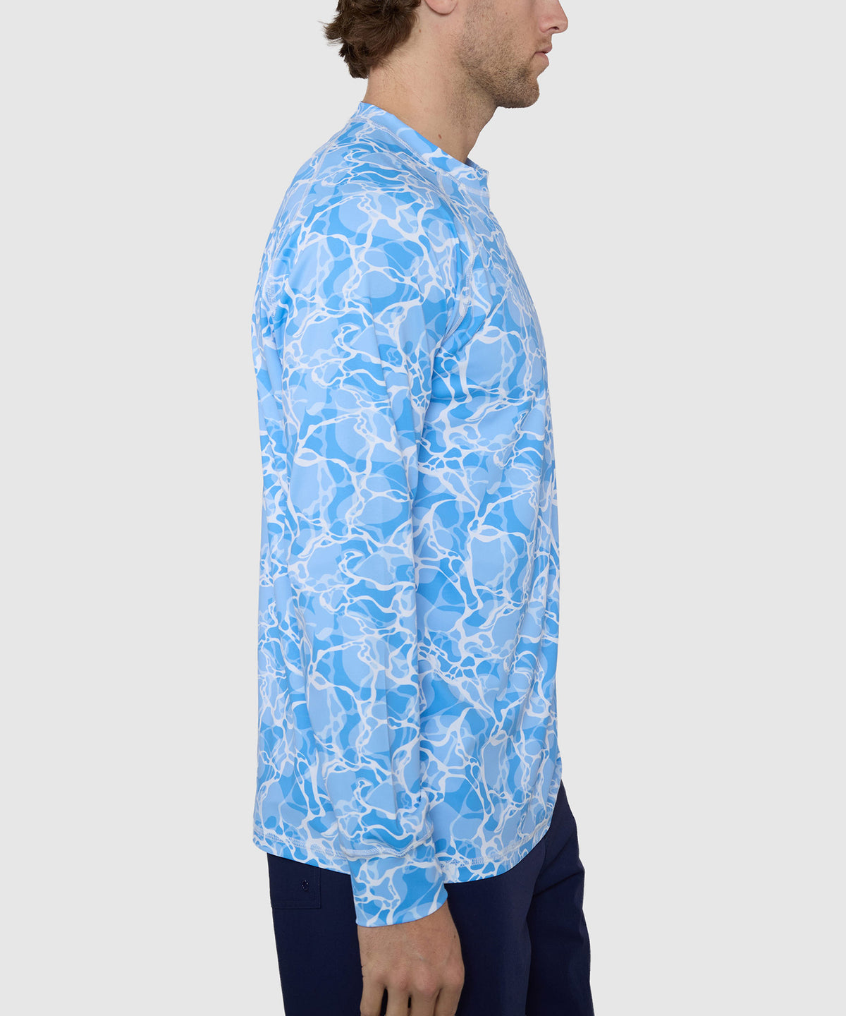 Westport Lifestyle Seaside Water Print Long Sleeve Rash Guard, Men's Big & Tall