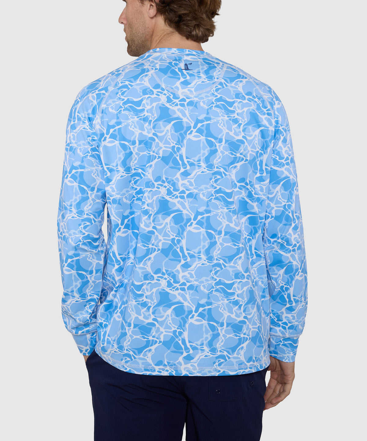 Westport Lifestyle Seaside Water Print Long Sleeve Rash Guard, Men's Big & Tall