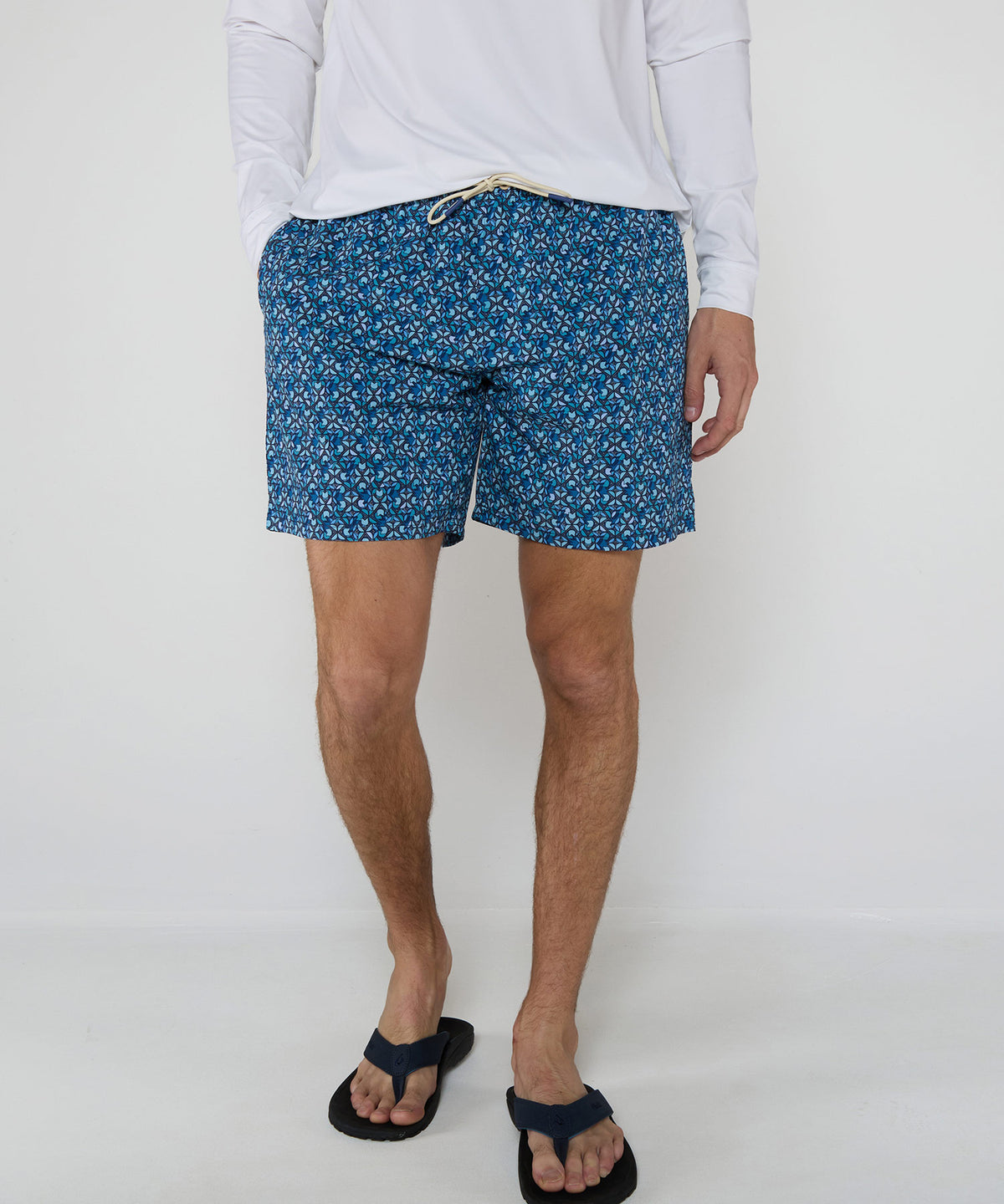 Westport Lifestyle Flower Motif Print Stretch Swim Trunks, Men's Big & Tall