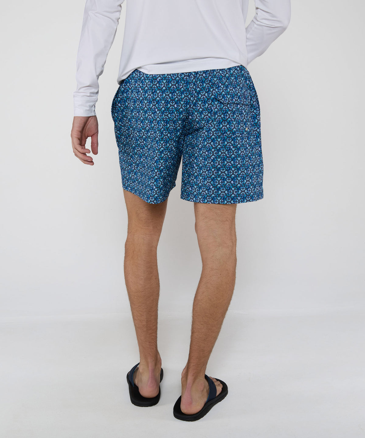 Westport Lifestyle Flower Motif Print Stretch Swim Trunks, Men's Big & Tall