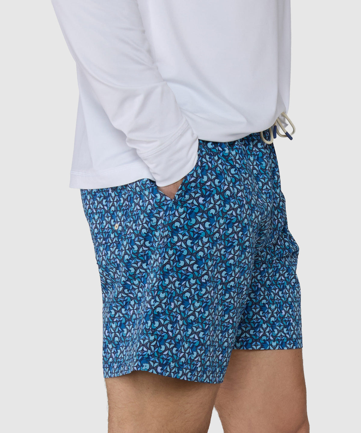 Westport Lifestyle Flower Motif Print Stretch Swim Trunks, Men's Big & Tall