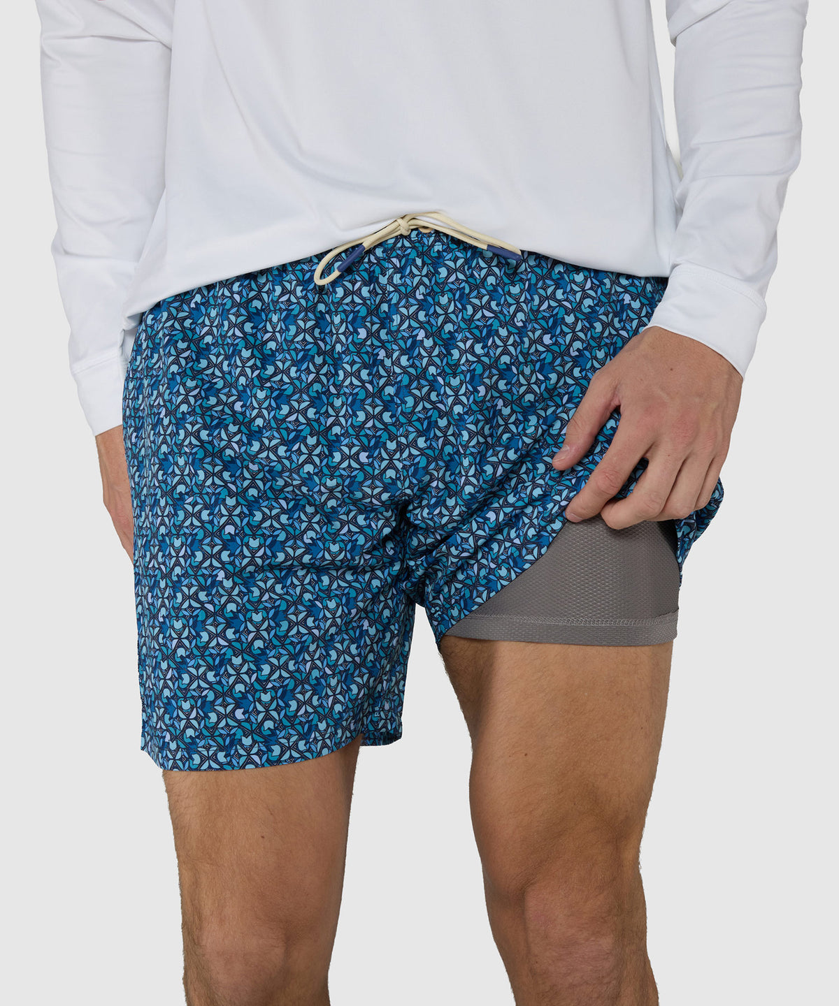 Westport Lifestyle Flower Motif Print Stretch Swim Trunks, Men's Big & Tall