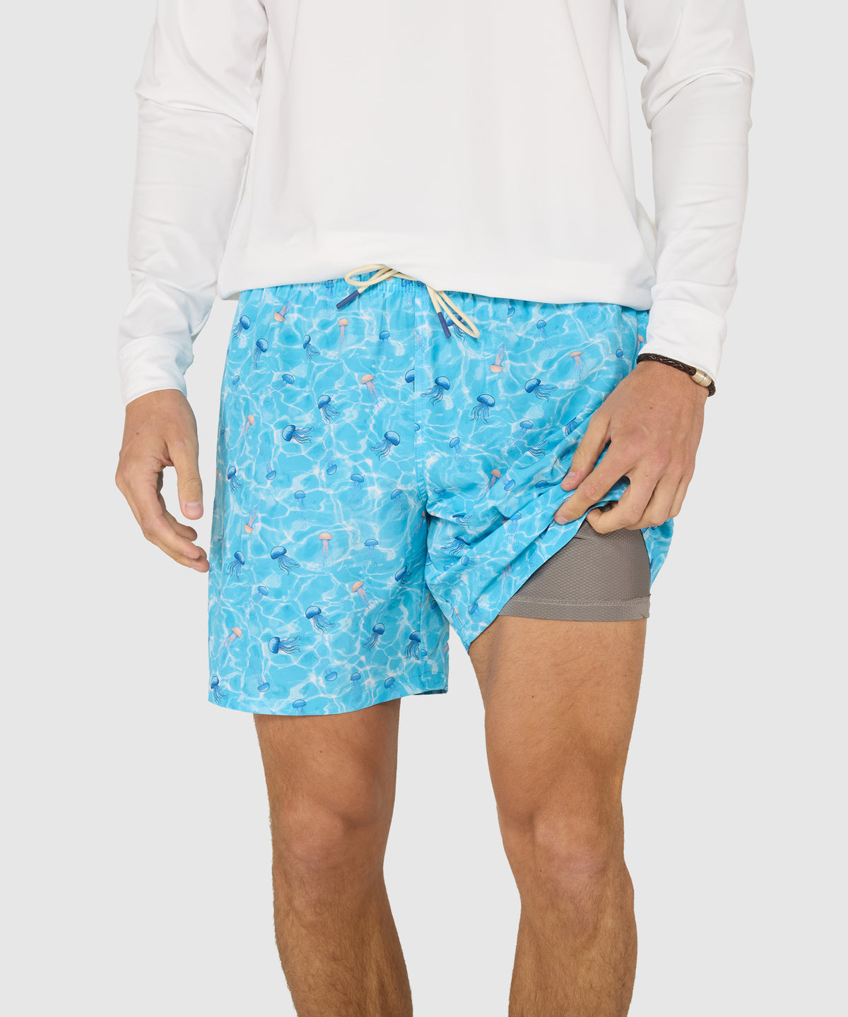 Westport Lifestyle Jellyfish Print Stretch Swim Trunks, Men's Big & Tall