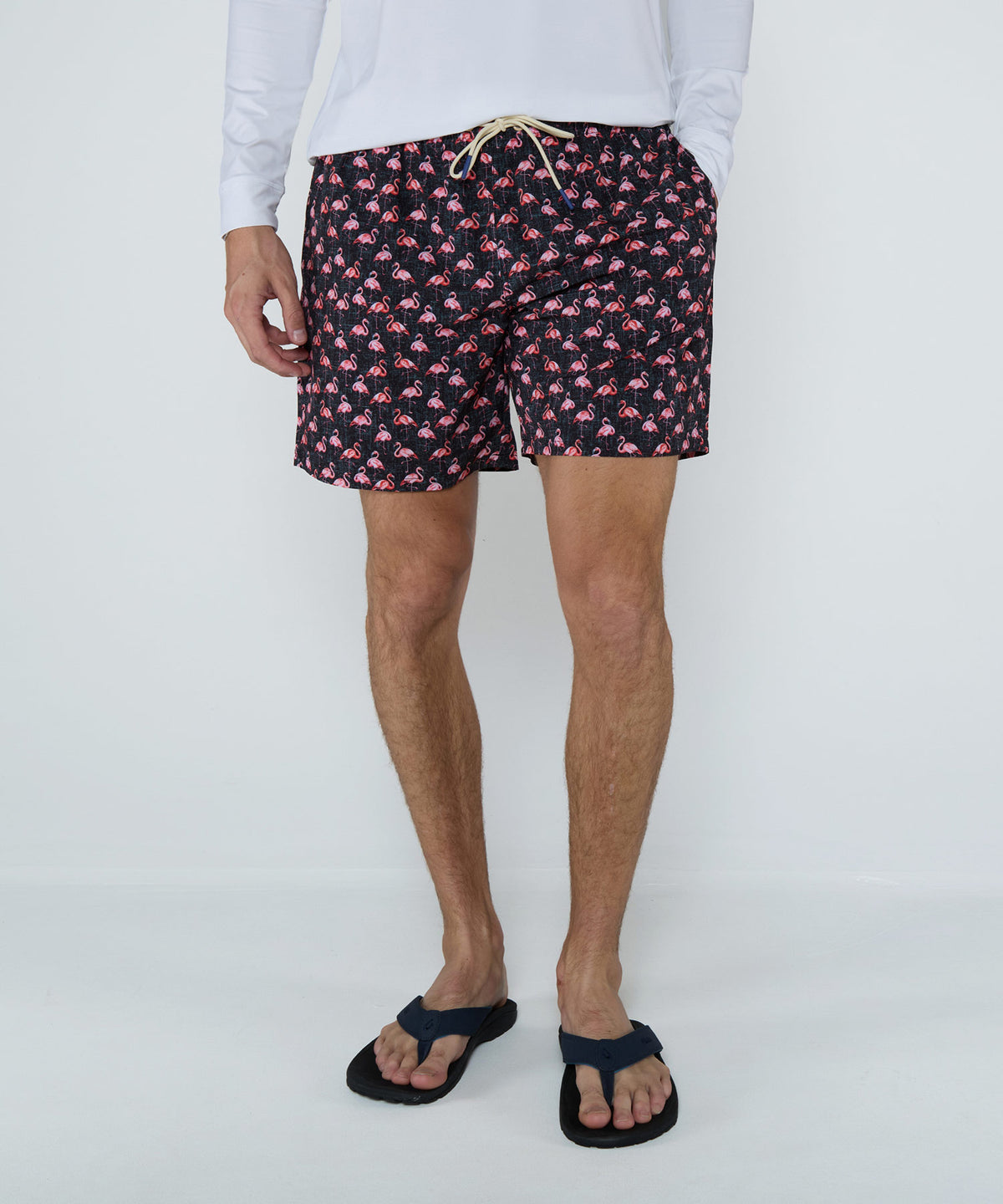 Westport Lifestyle Flamingo Print Stretch Swim Trunks, Men's Big & Tall