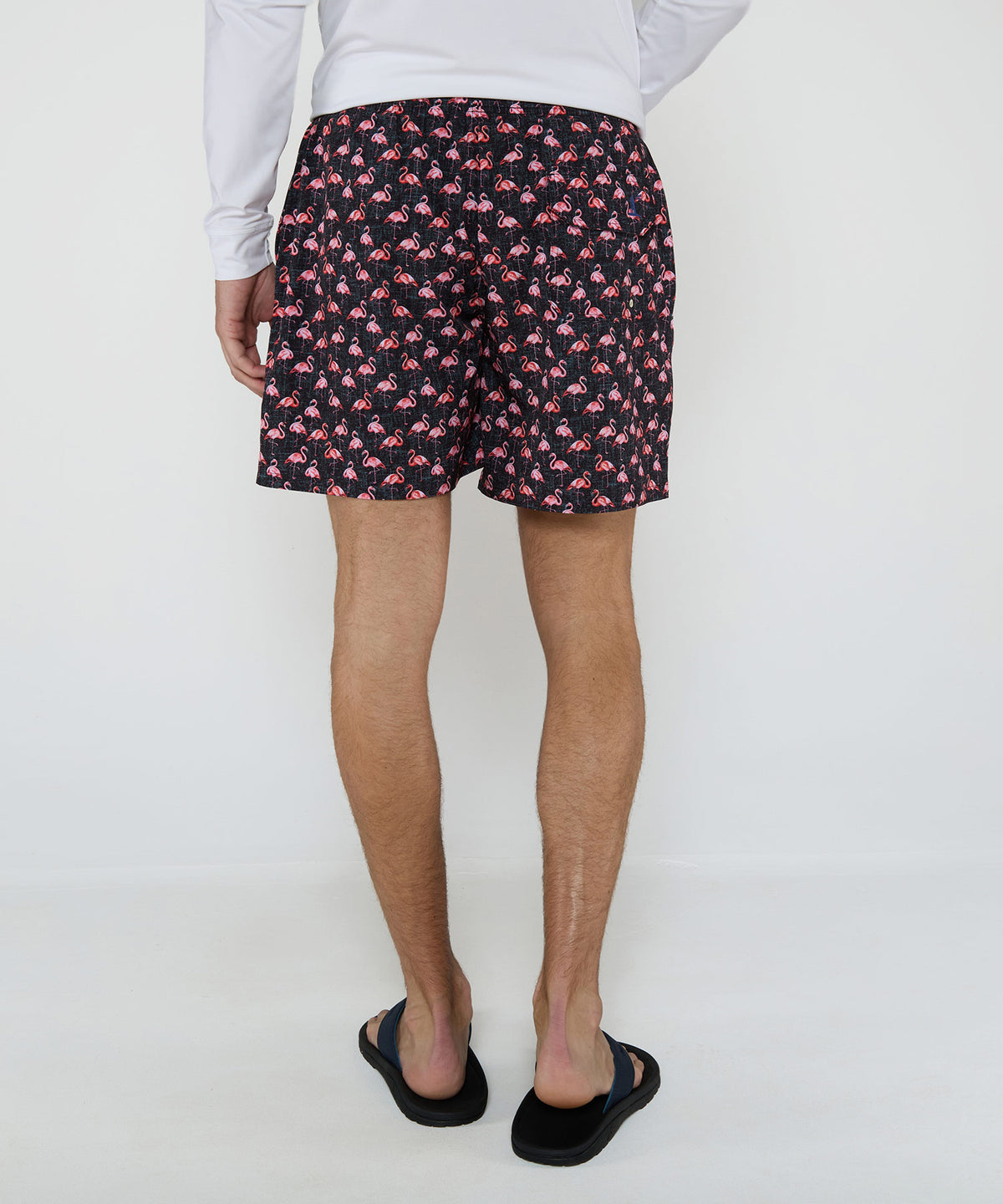 Westport Lifestyle Flamingo Print Stretch Swim Trunks, Men's Big & Tall