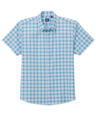 Westport No-Tuck Short Sleeve Button-Down Collar Stretch Performance Plaid Sport Shirt, Men's Big & Tall