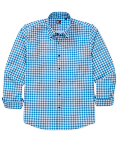 Westport No-Tuck Long Sleeve Button-Down Collar Stretch Performance Gingham Sport Shirt, Men's Big & Tall