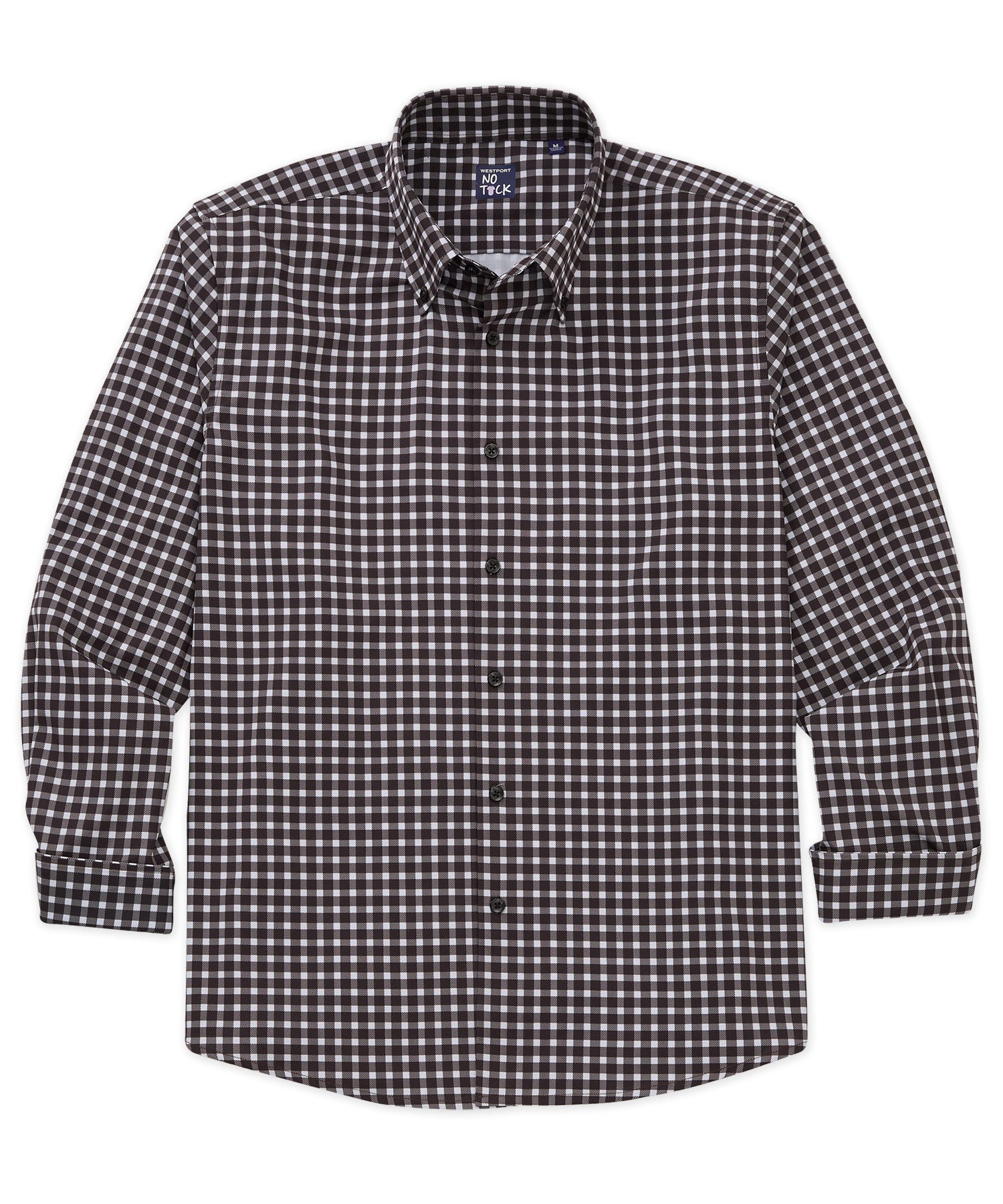 Westport No-Tuck Long Sleeve Button-Down Collar Stretch Performance Gingham Sport Shirt