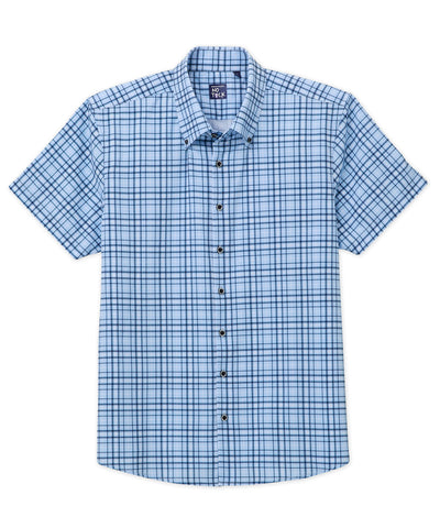 Westport No-Tuck Short Sleeve Button-Down Collar Stretch Performance Plaid Sport Shirt, Men's Big & Tall