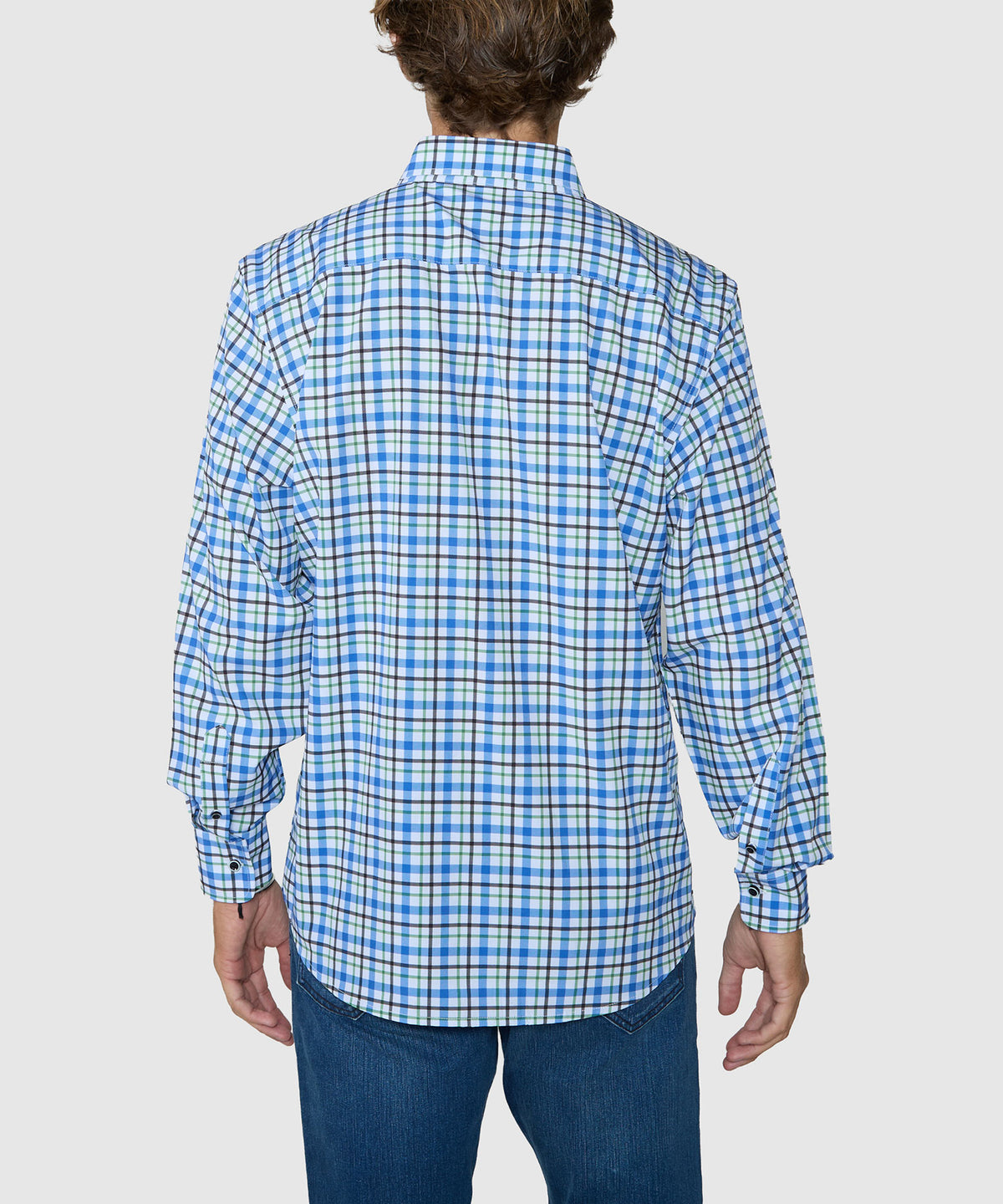 Westport No-Tuck Long Sleeve Button Under Spread Collar Stretch Performance Plaid Sport Shirt, Men's Big & Tall