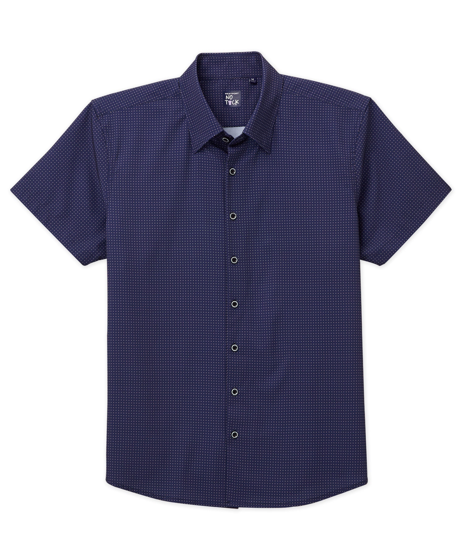 Westport No-Tuck Short Sleeve Spread Collar Stretch Performance Dot Print Sport Shirt