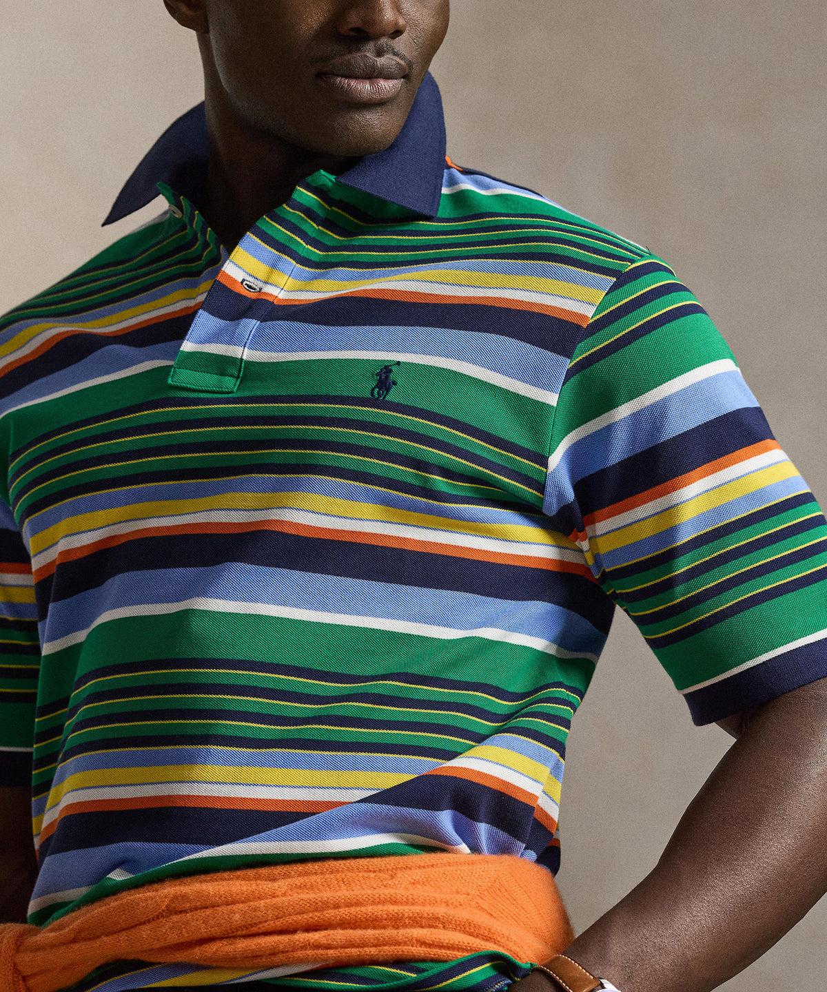 Polo Ralph Lauren Short Sleeve Animated Stripe Mesh Polo, Men's Big & Tall