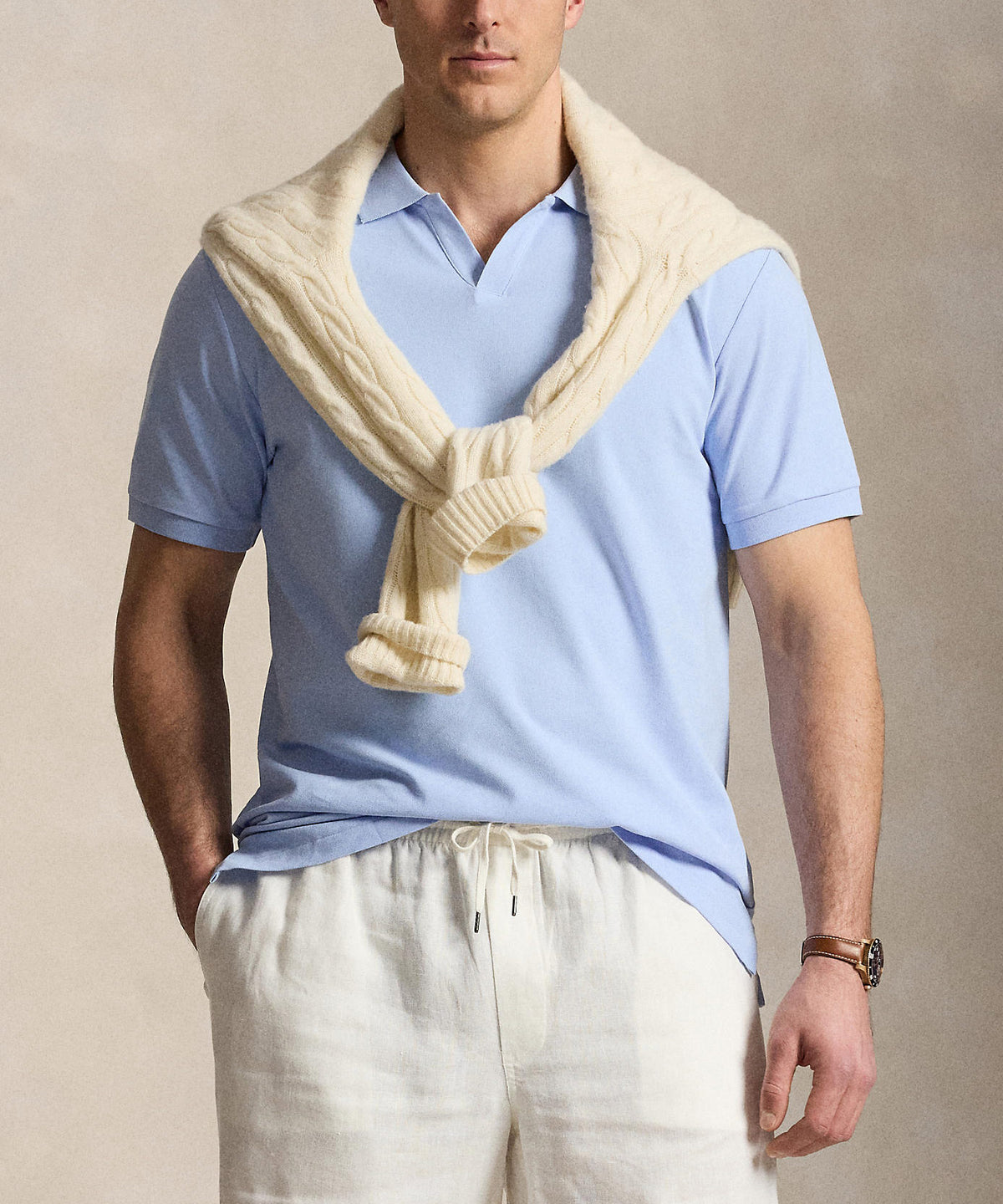 Polo Ralph Lauren Short Sleeve Stretch Mesh Johnny Collar Shirt, Men's Big & Tall