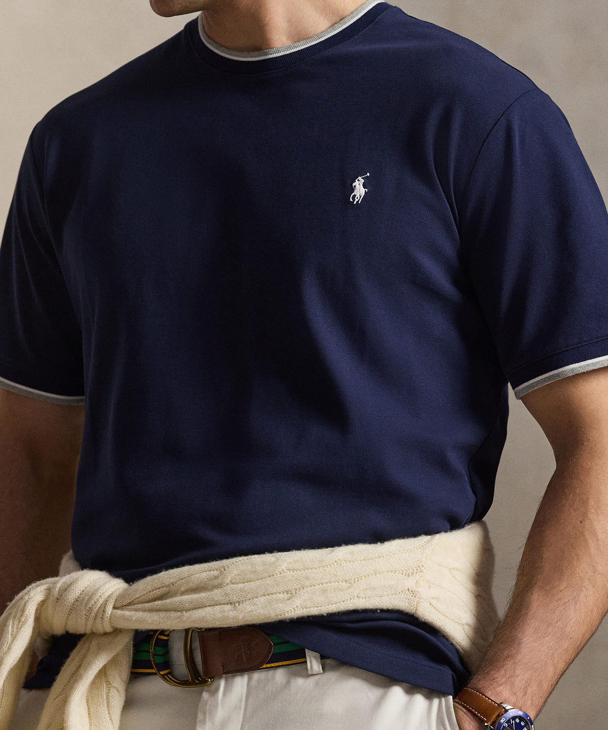 Polo Ralph Lauren Short Sleeve Stretch Mesh Ringer Crew T-Shirt, Men's Big & Tall