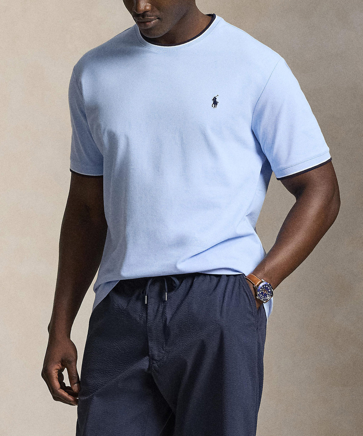 Polo Ralph Lauren Short Sleeve Stretch Mesh Ringer Crew T-Shirt, Men's Big & Tall