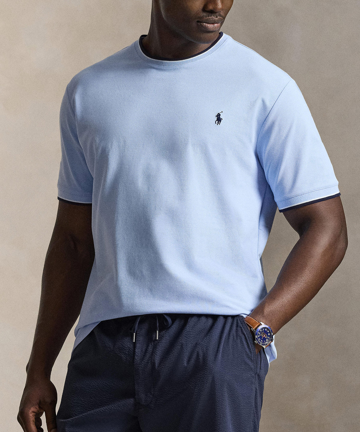 Polo Ralph Lauren Short Sleeve Stretch Mesh Ringer Crew T-Shirt, Men's Big & Tall