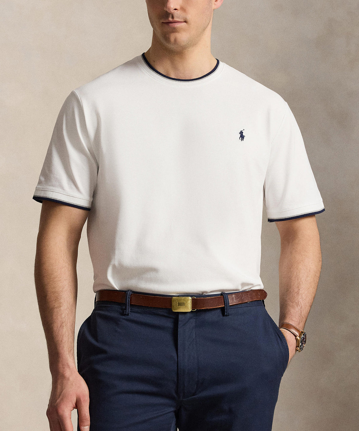 Polo Ralph Lauren Short Sleeve Stretch Mesh Ringer Crew T-Shirt, Men's Big & Tall