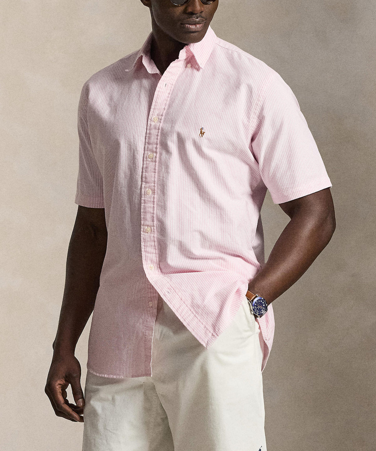 Polo Ralph Lauren Short Sleeve Patterned Oxford Sport Shirt, Men's Big & Tall