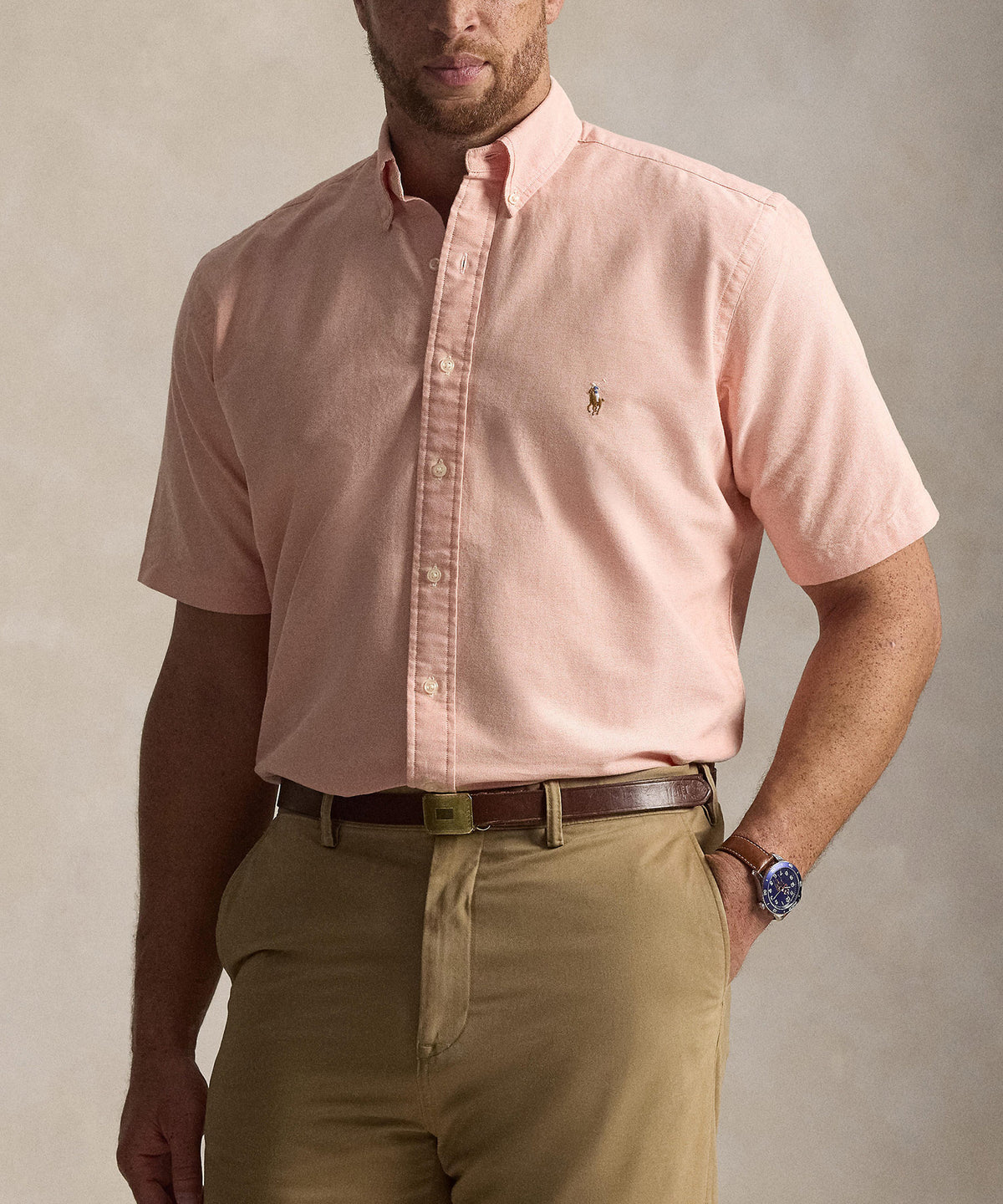 Polo Ralph Lauren Short Sleeve Solid Oxford Sport Shirt, Men's Big & Tall