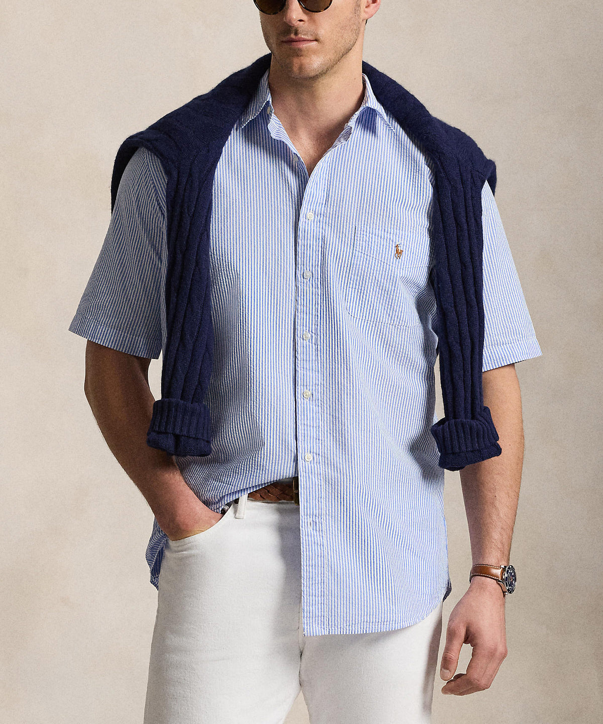 Polo Ralph Lauren Short Sleeve Seersucker Sport Shirt, Men's Big & Tall