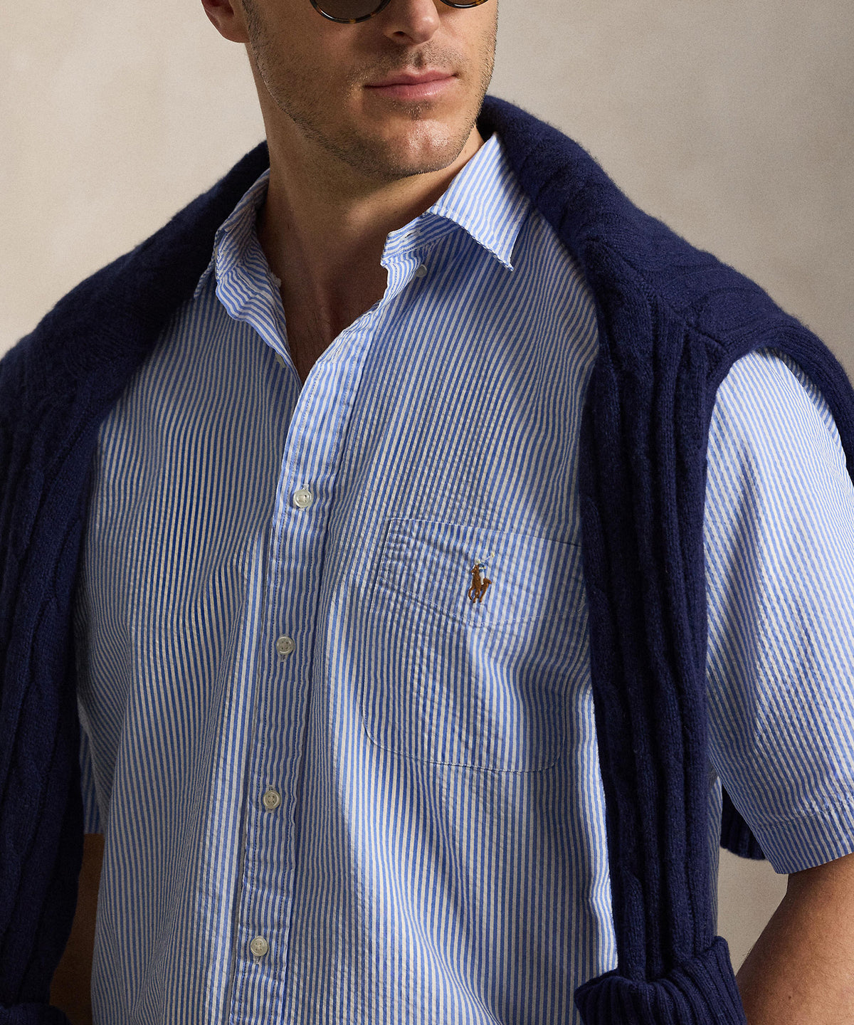 Polo Ralph Lauren Short Sleeve Seersucker Sport Shirt, Men's Big & Tall