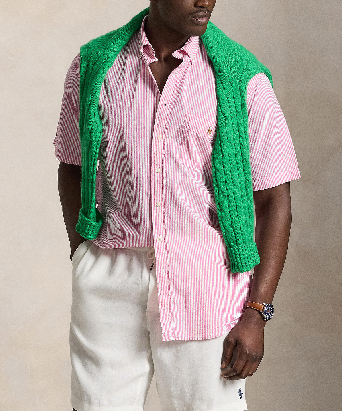 Polo Ralph Lauren Short Sleeve Seersucker Sport Shirt, Men's Big & Tall