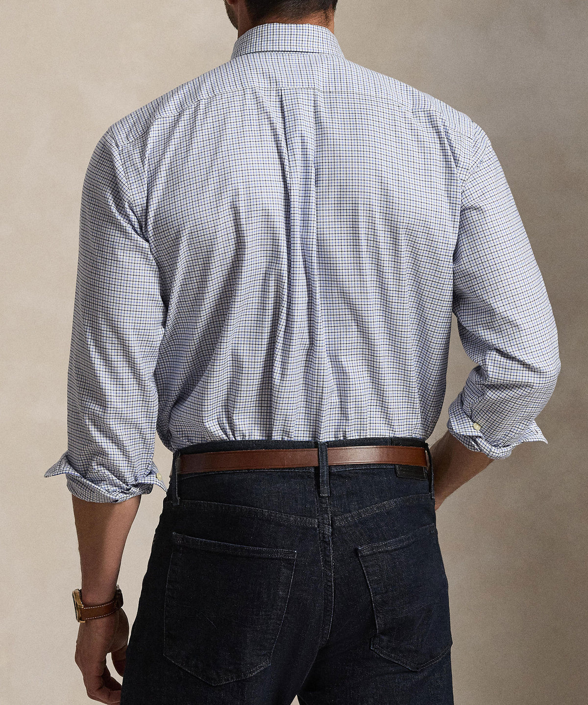 Polo Ralph Lauren Long Sleeve Performance Oxford Sport Shirt - White/Blue Multi, Men's Big & Tall