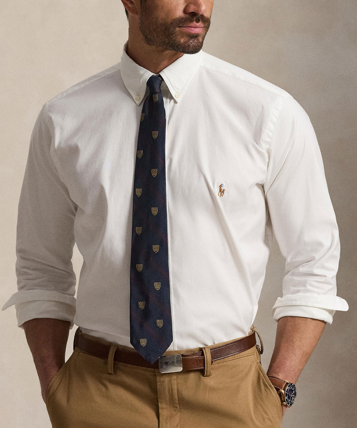 Polo Ralph Lauren Long Sleeve Performance Oxford Sport Shirt - White, Men's Big & Tall