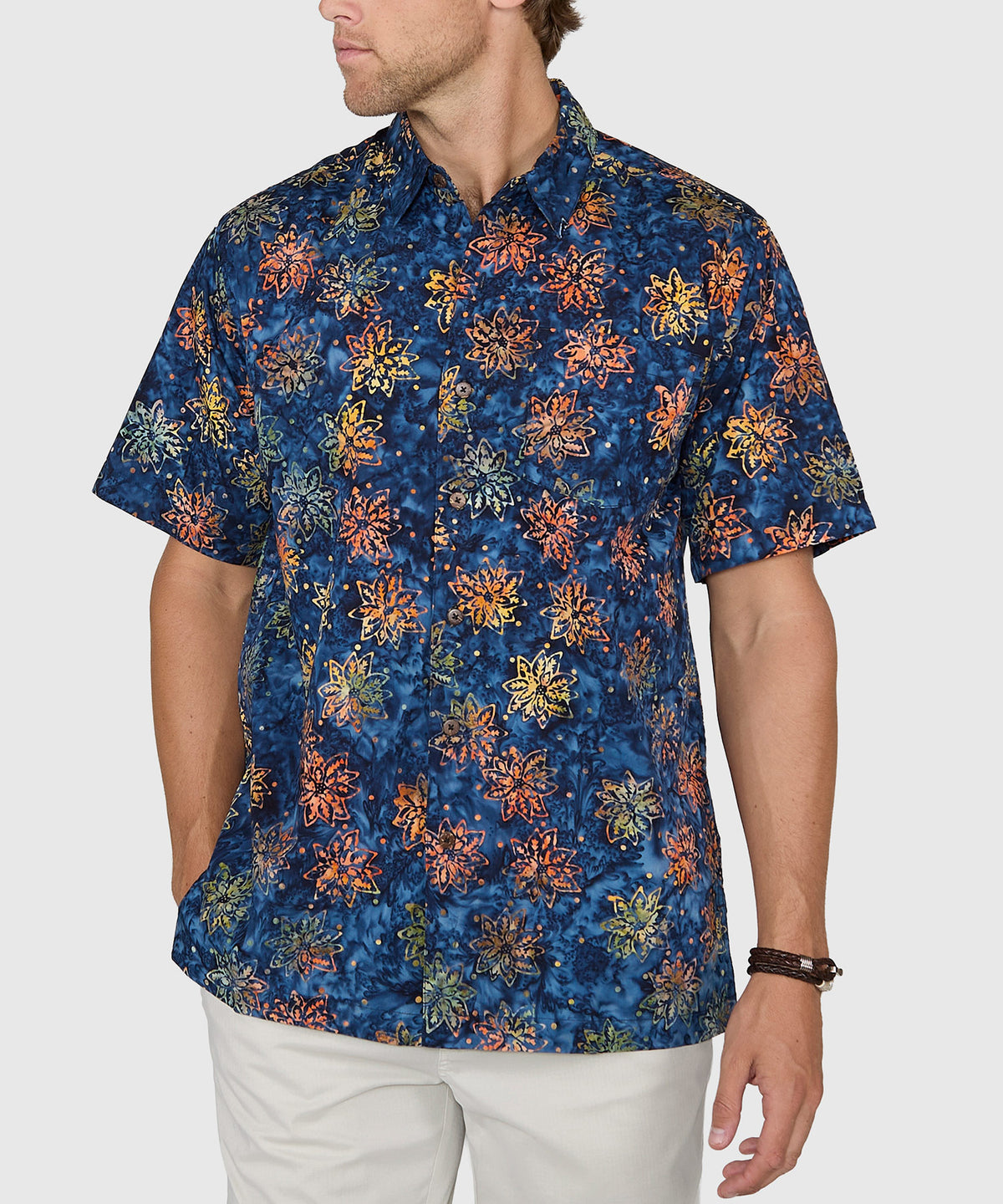 Westport Black Short Sleeve Batik Print Camp Shirt, Men's Big & Tall