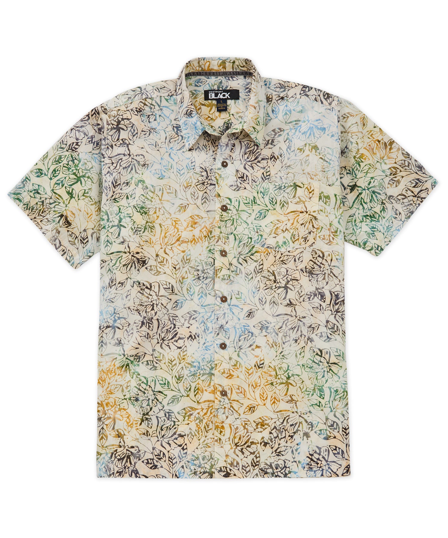 Westport Black Short Sleeve Batik Print Camp Shirt