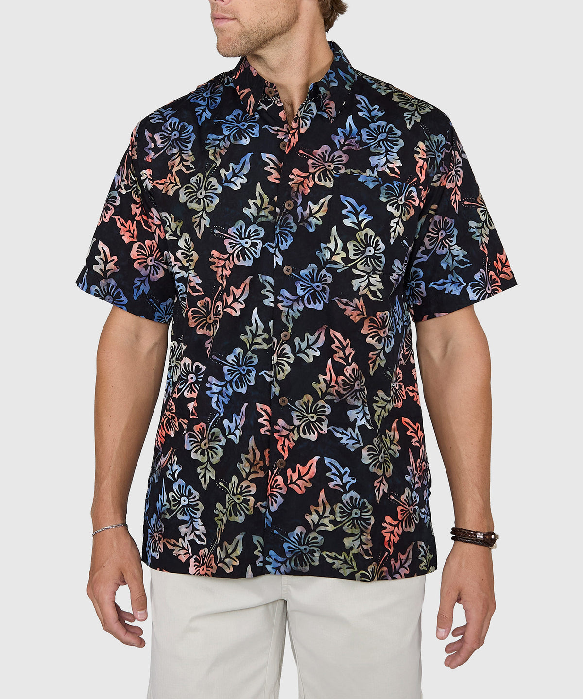 Westport Black Short Sleeve Batik Print Camp Shirt, Men's Big & Tall