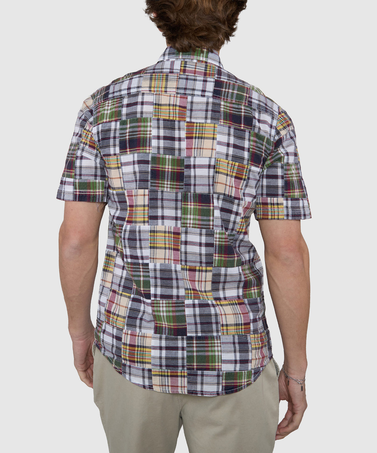 Westport Lifestyle Short Sleeve Button-Down Collar Madras Sport Shirt, Men's Big & Tall