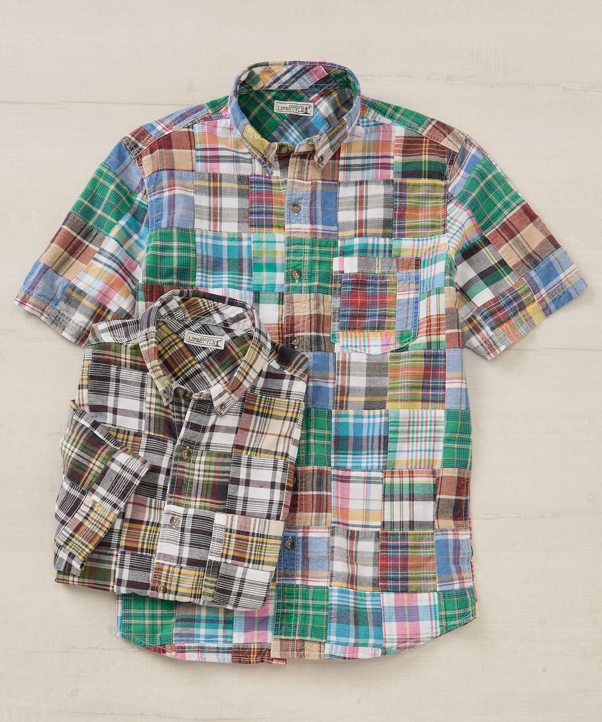 Westport Lifestyle Short Sleeve Button-Down Collar Madras Sport Shirt, Men's Big & Tall