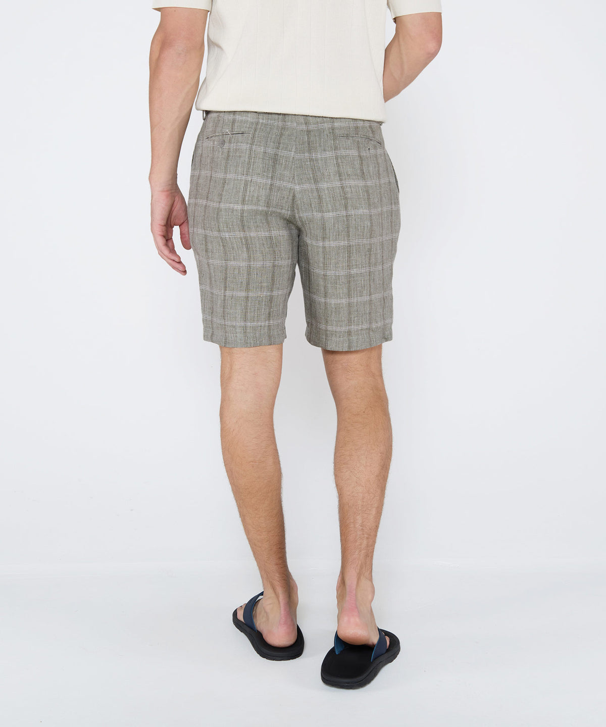 Westport Black Mayfair Linen Flat-Front Check Shorts, Men's Big & Tall