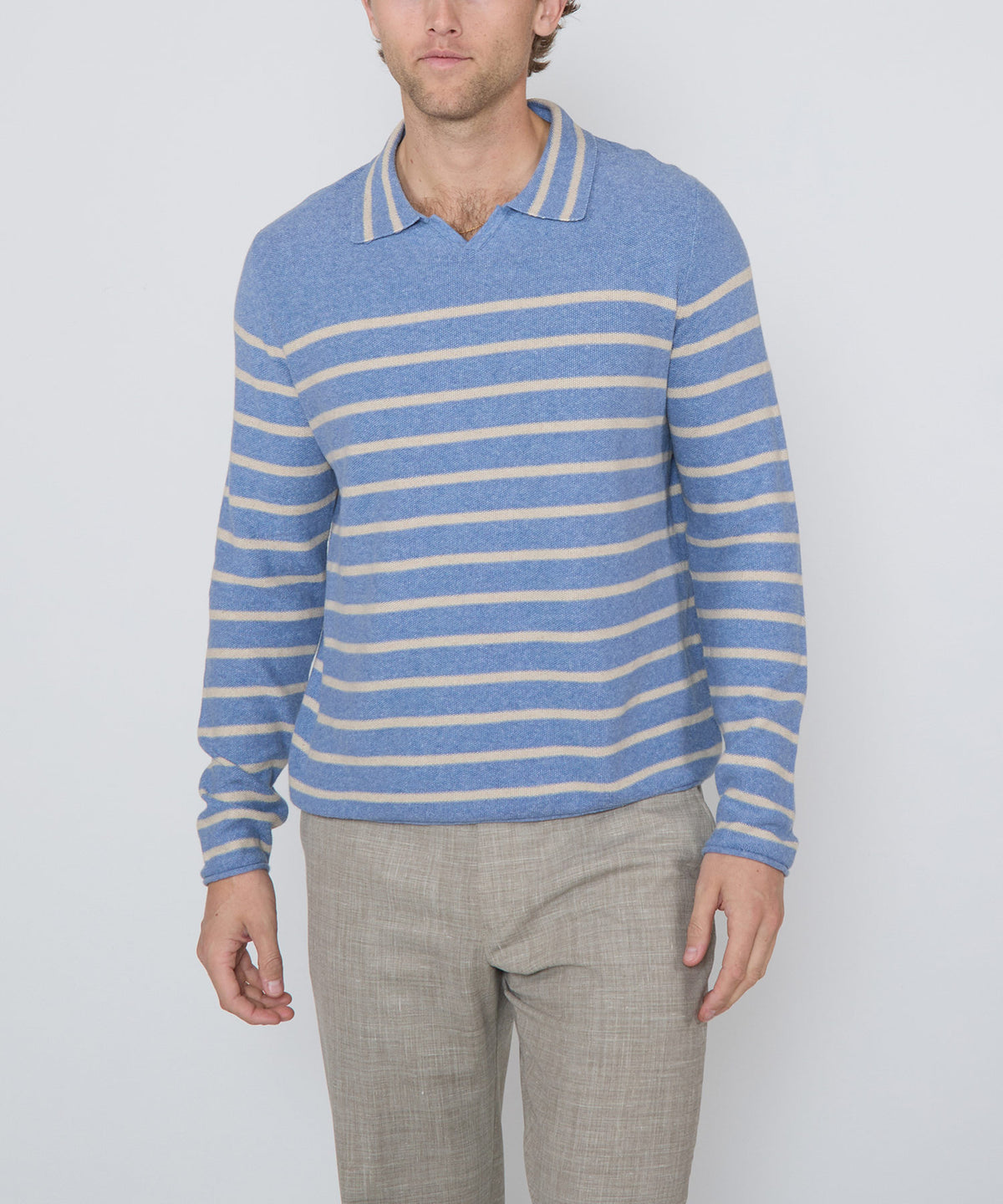 Westport Black Aruba Linen Blend V-Neck Polo, Men's Big & Tall