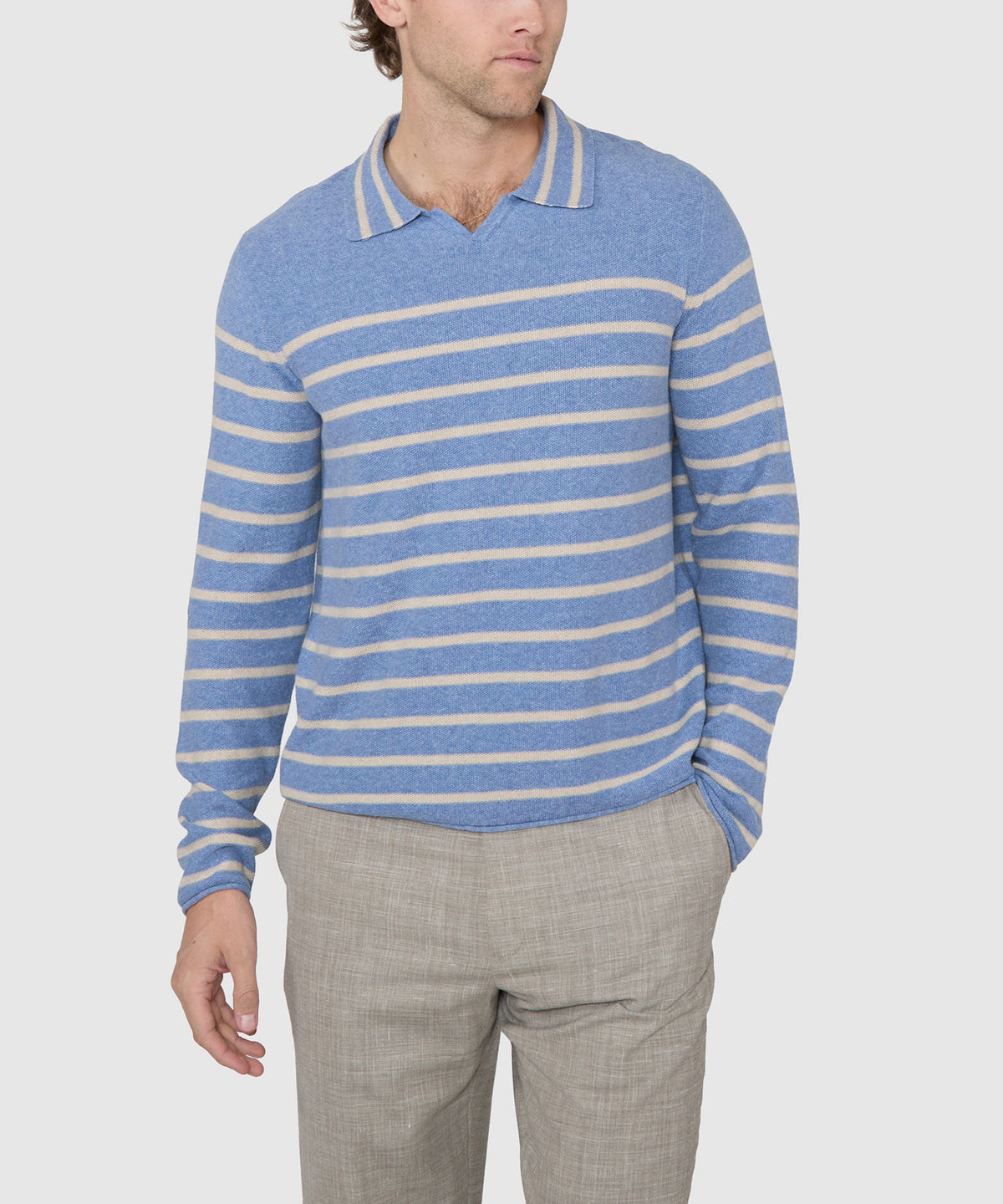 Westport Black Aruba Linen Blend V-Neck Polo, Men's Big & Tall