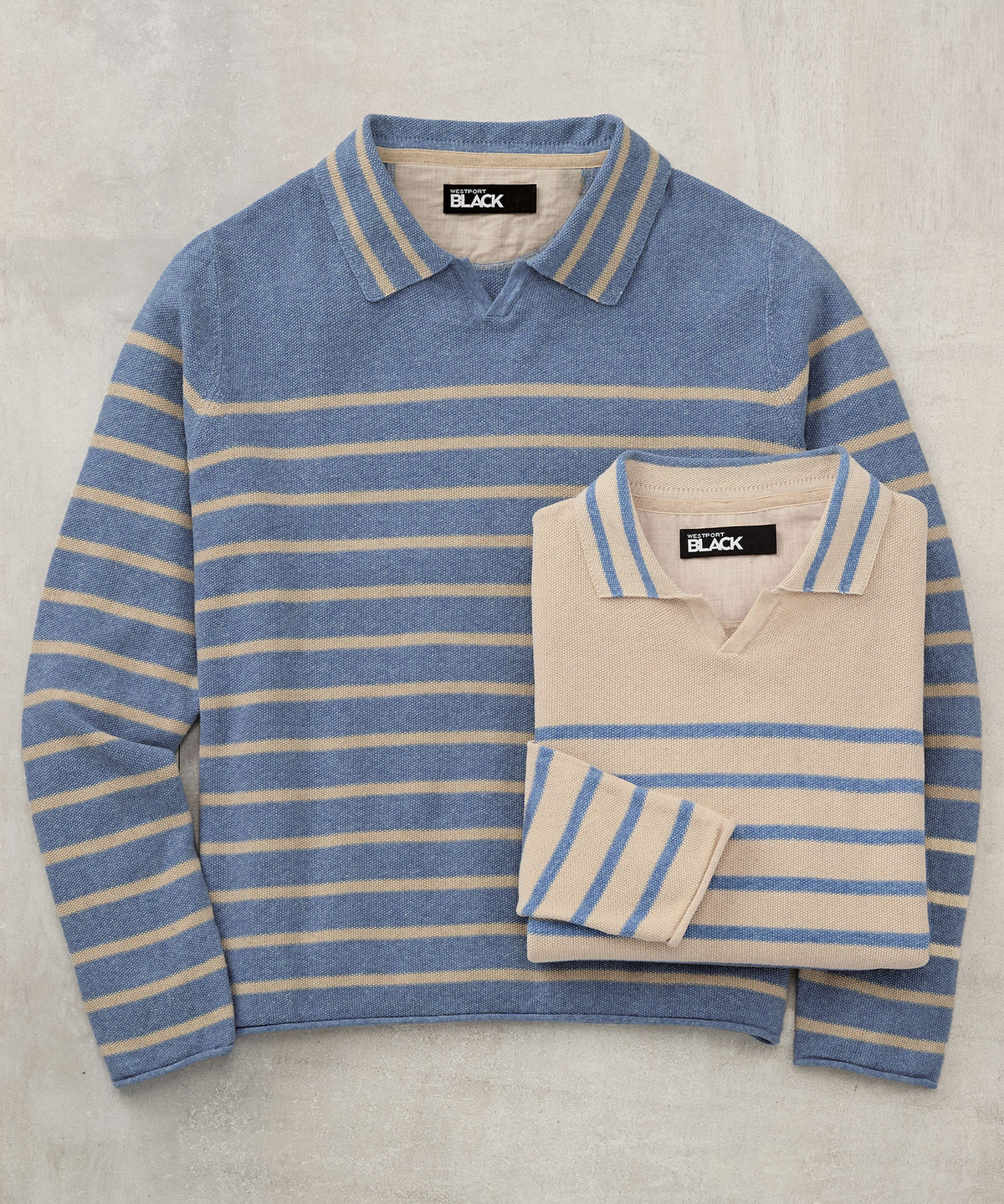 Westport Black Aruba Linen Blend V-Neck Polo, Men's Big & Tall