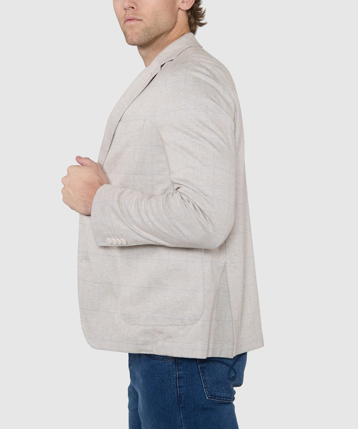 Westport Black Prince of Wales Plaid Knit Blazer, Men's Big & Tall