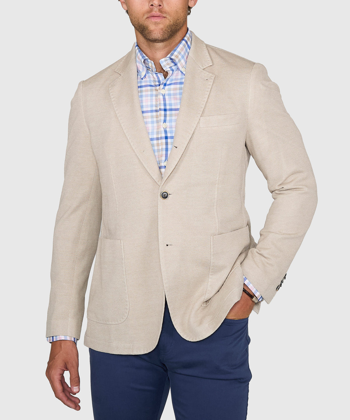 Westport Black Summer Pique Knit Sport Coat, Men's Big & Tall