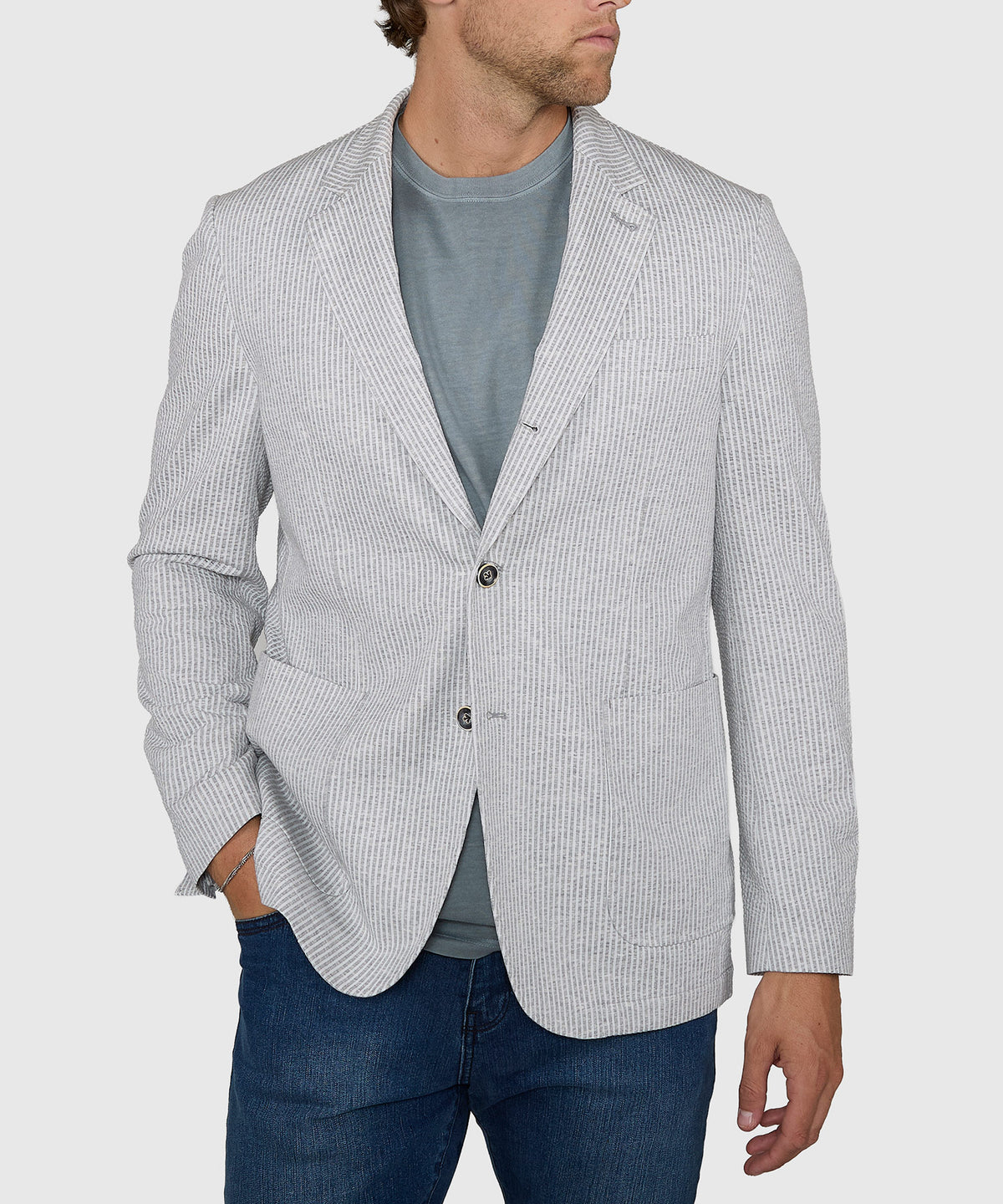 Westport Black Charleston Knit Seersucker Sport Coat, Men's Big & Tall