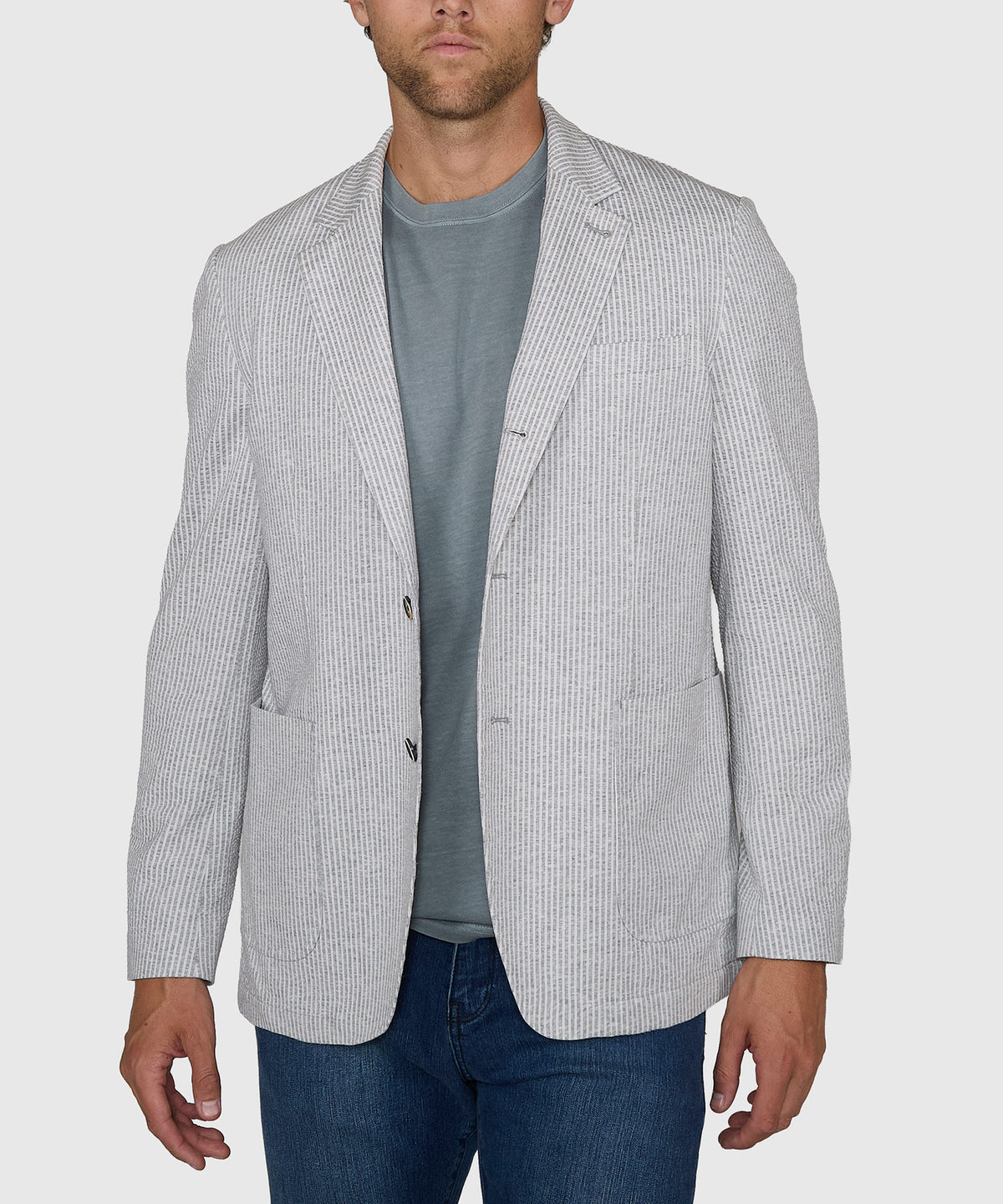 Westport Black Charleston Knit Seersucker Sport Coat, Men's Big & Tall