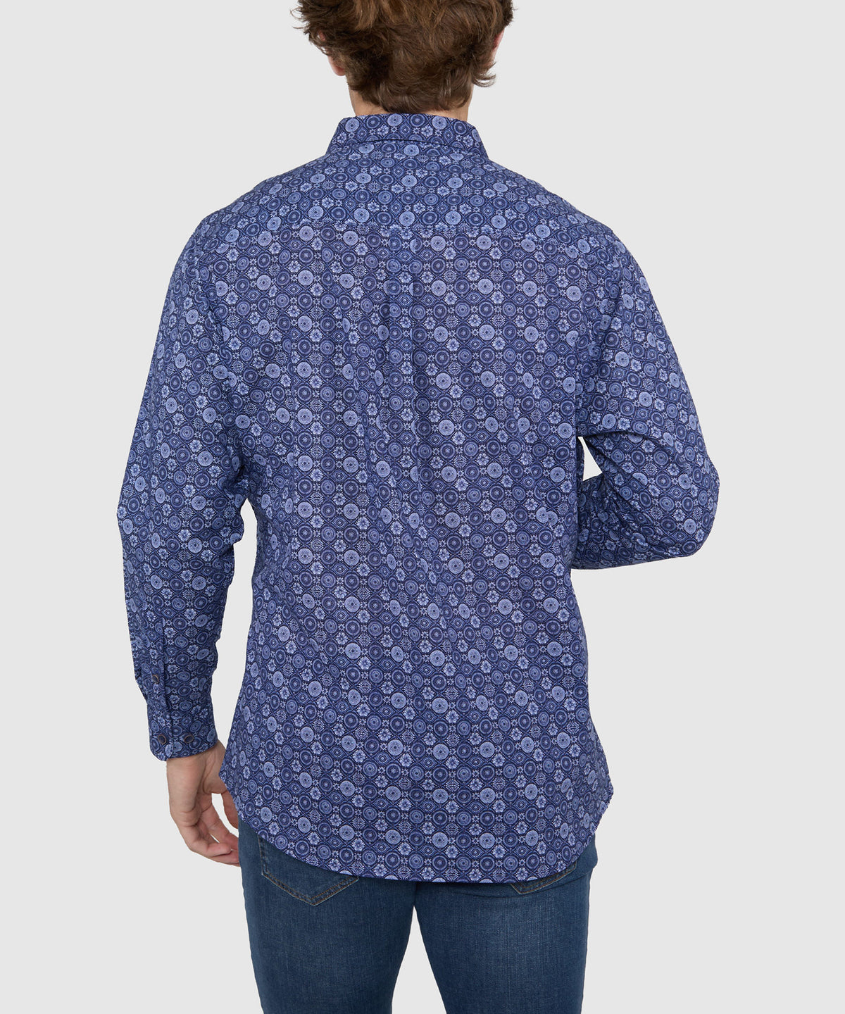 Westport Black Long Sleeve Print Sport Shirt, Men's Big & Tall