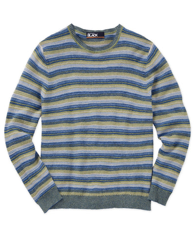 Westport Black Textured Stripe Crew Sweater, Men's Big & Tall