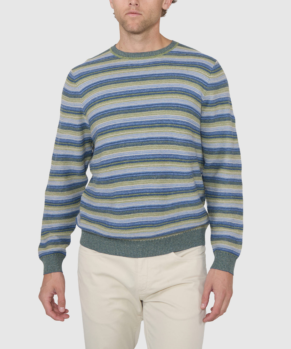 Westport Black Textured Stripe Crew Sweater, Men's Big & Tall